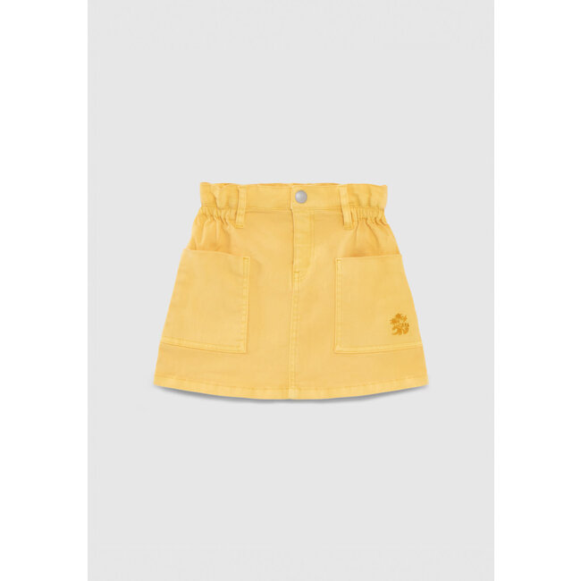 IKKS GIRLS' YELLOW DENIM SKIRT WITH ROCK JUNGLE PRINT SCARF