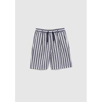 IKKS BOYS' NAVY BERMUDA SHORTS WITH ECRU STRIPES