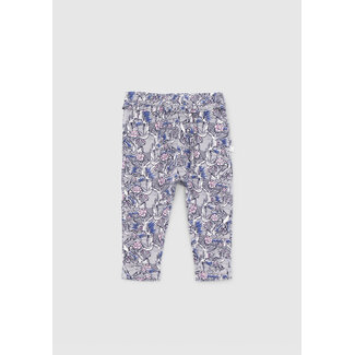 IKKS BABY GIRLS' ECRU WAX HUMMINGBIRD PRINT HAREM PANTS