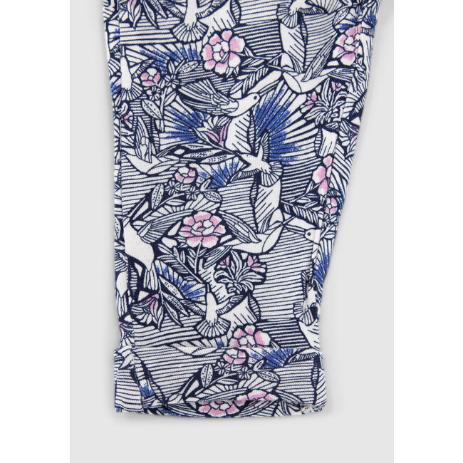 IKKS BABY GIRLS' ECRU WAX HUMMINGBIRD PRINT HAREM PANTS