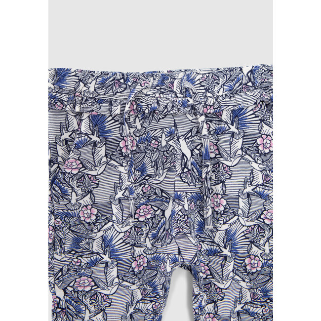IKKS BABY GIRLS' ECRU WAX HUMMINGBIRD PRINT HAREM PANTS