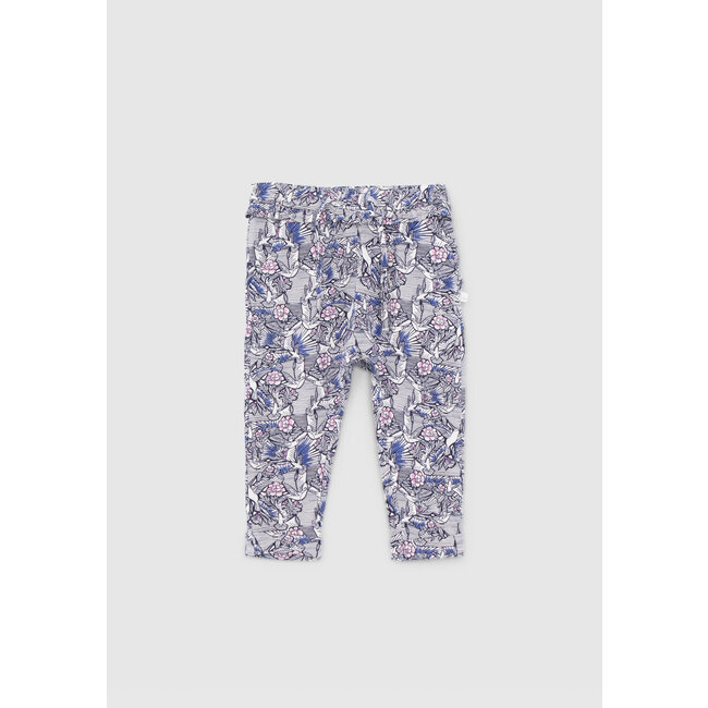IKKS BABY GIRLS' ECRU WAX HUMMINGBIRD PRINT HAREM PANTS