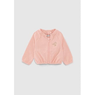 IKKS BABY GIRLS’ PINK GAUZE-STYLE SWEATSHIRT FABRIC CARDIGAN