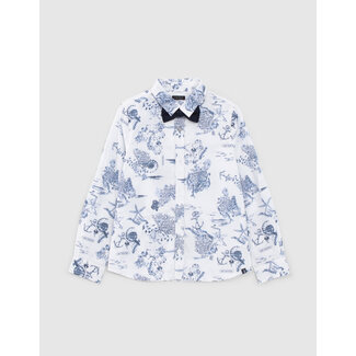 IKKS BOYS' DARK BLUE SHIRT WITH ANCHOR