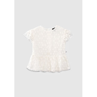 IKKS GIRLS’ OFF-WHITE BLOUSE WITH EMBROIDERED LACE