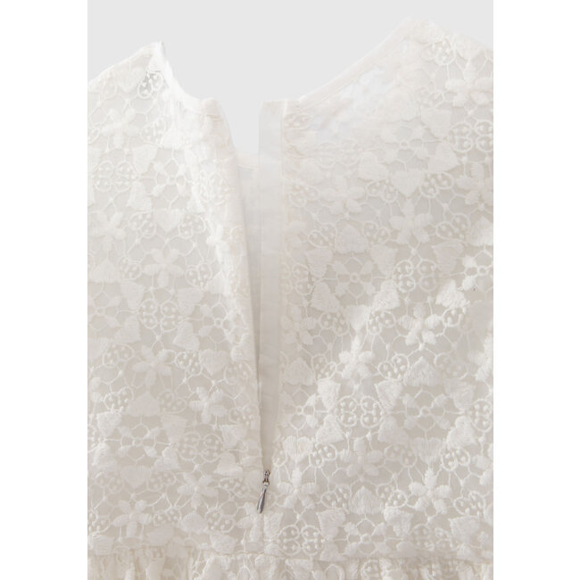 IKKS GIRLS’ OFF-WHITE BLOUSE WITH EMBROIDERED LACE