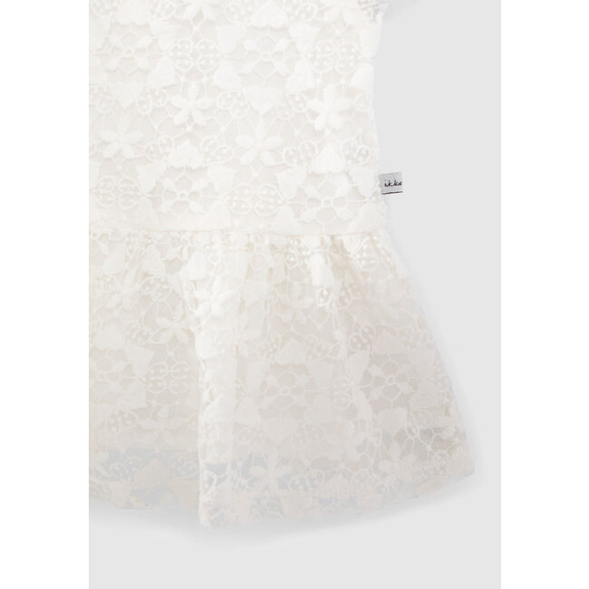 IKKS GIRLS’ OFF-WHITE BLOUSE WITH EMBROIDERED LACE