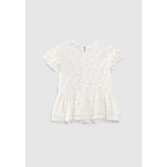 IKKS GIRLS’ OFF-WHITE BLOUSE WITH EMBROIDERED LACE