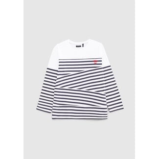 IKKS BOYS’ NAVY ORGANIC COTTON T-SHIRT, CUT-OUTS AND EMBROIDERY