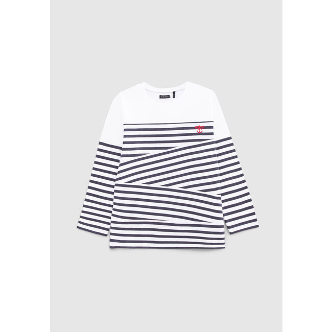 IKKS BOYS’ NAVY ORGANIC COTTON T-SHIRT, CUT-OUTS AND EMBROIDERY