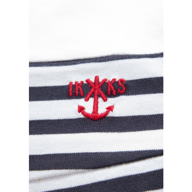 IKKS BOYS’ NAVY ORGANIC COTTON T-SHIRT, CUT-OUTS AND EMBROIDERY