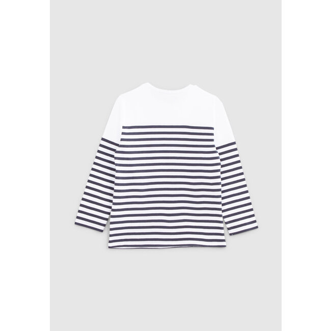 IKKS BOYS’ NAVY ORGANIC COTTON T-SHIRT, CUT-OUTS AND EMBROIDERY