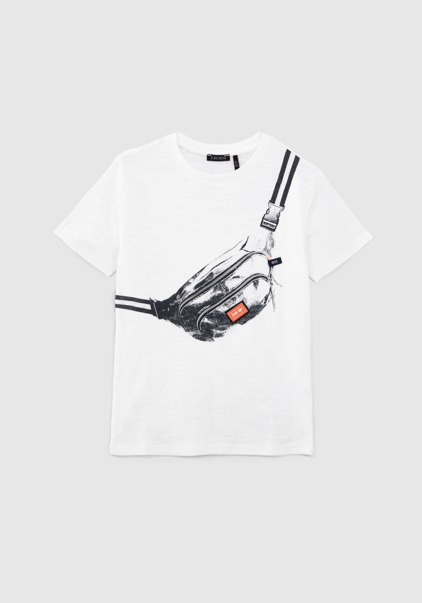 BOYS OFF WHITE ORGANIC COTTON T SHIRT WAIST BAG PRINT IKKS Canada Kidz Global Apparel Ltd