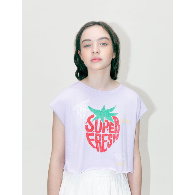 IKKS GIRLS’ LILAC T-SHIRT WITH STRAWBERRY SLOGAN PRINT