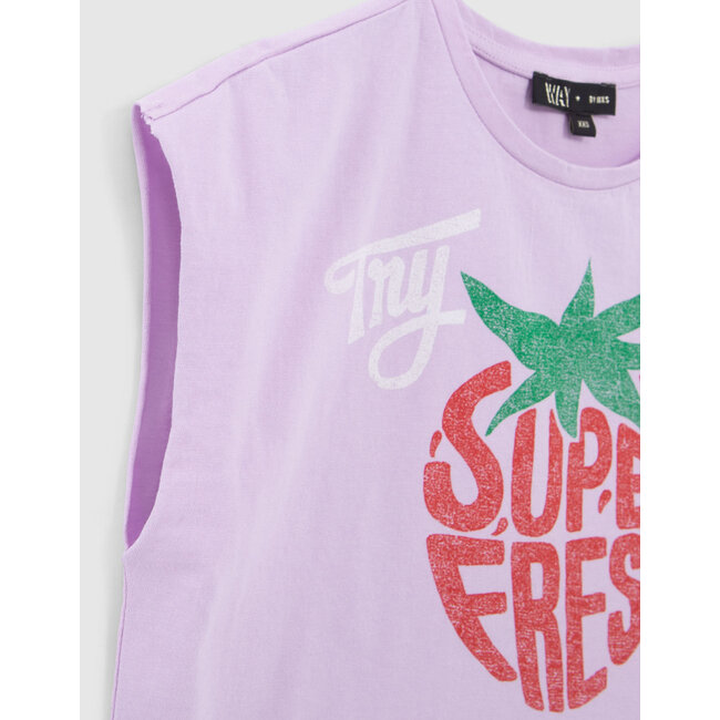 IKKS GIRLS’ LILAC T-SHIRT WITH STRAWBERRY SLOGAN PRINT