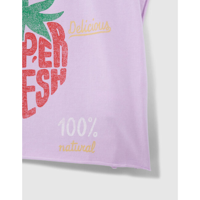 IKKS GIRLS’ LILAC T-SHIRT WITH STRAWBERRY SLOGAN PRINT