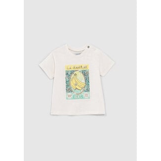 IKKS BABY BOYS’ ECRU ORGANIC COTTON T-SHIRT WITH BANANAS IMAGE