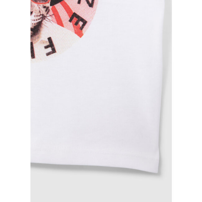 IKKS BABY BOYS' OFF-WHITE T-SHIRT WITH LEOPARD IMAGE