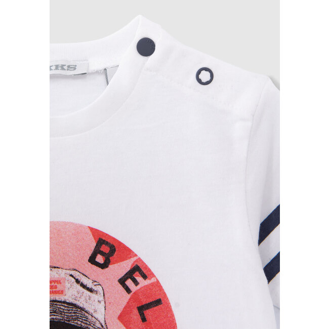 IKKS BABY BOYS' OFF-WHITE T-SHIRT WITH LEOPARD IMAGE