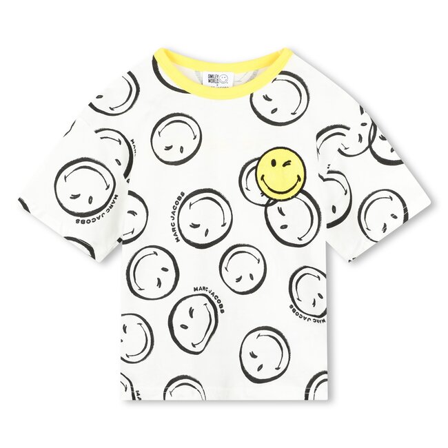 THE MARC JACOBS BOYS IVORY SMILEY FACE SS TEE