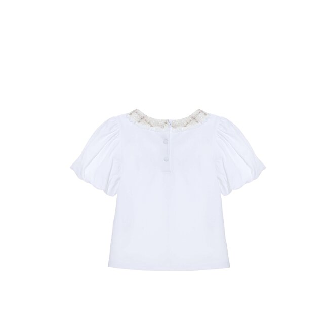 PATACHOU T-SHIRT KIDS GIRL PARTY GOLD - WHITE