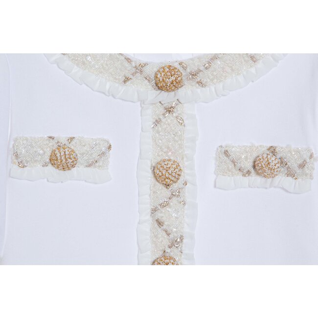 PATACHOU T-SHIRT KIDS GIRL PARTY GOLD - WHITE