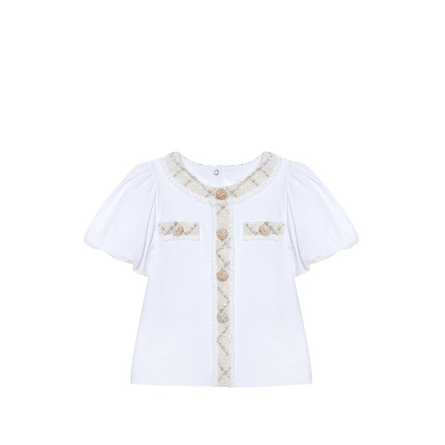 PATACHOU T-SHIRT KIDS GIRL PARTY GOLD - WHITE