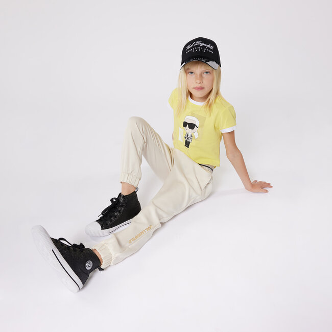 KARL LAGERFELD GIRLS TENCEL JOGGERS W/ STRIPED WAISTBAND