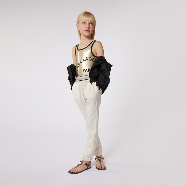 KARL LAGERFELD GIRLS TENCEL JOGGERS W/ STRIPED WAISTBAND