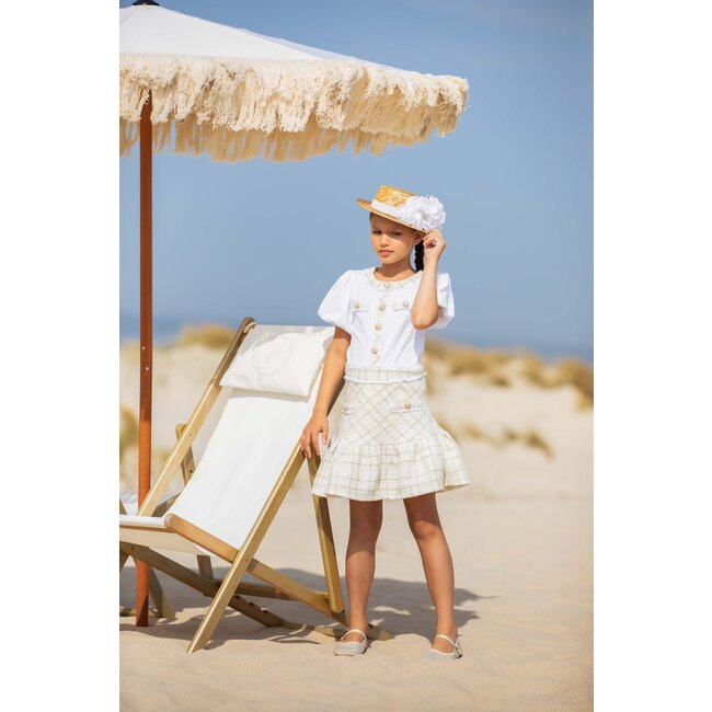 PATACHOU T-SHIRT KIDS GIRL PARTY GOLD - WHITE