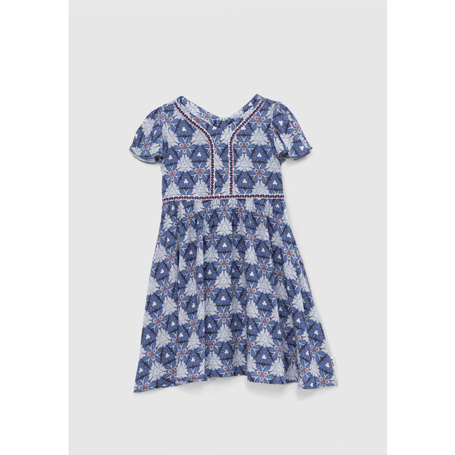 IKKS GIRLS' WHITE DRESS WITH GRAPHIC WAX PRINT
