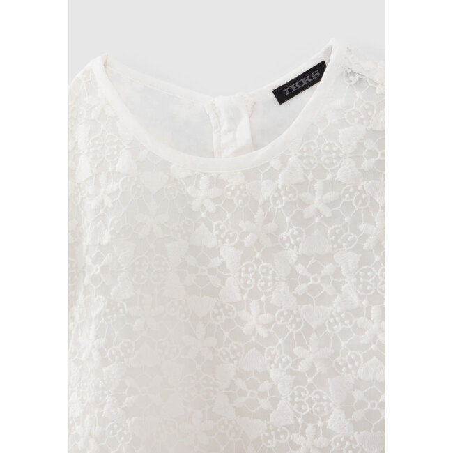IKKS GIRLS’ OFF-WHITE BLOUSE WITH EMBROIDERED LACE