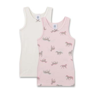 SANETTA Girls' Undershirt (Twin Pack) Pink & Off-White