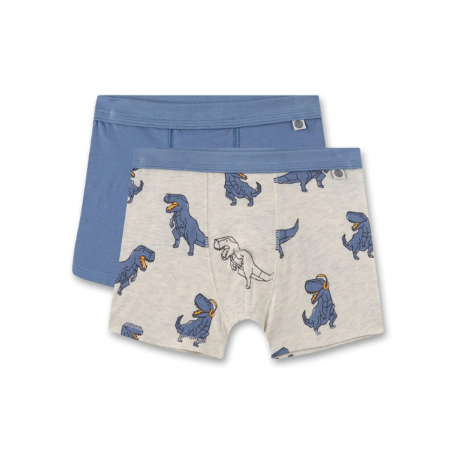 SANETTA Boys' Hip Shorts (Twin Pack) Gray Melange & Blue