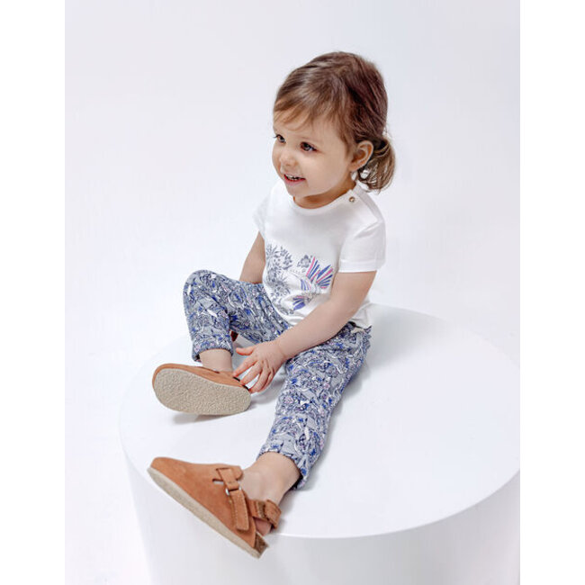 IKKS BABY GIRLS' ECRU T-SHIRT, HEART-SHAPED HUMMINGBIRD IMAGE