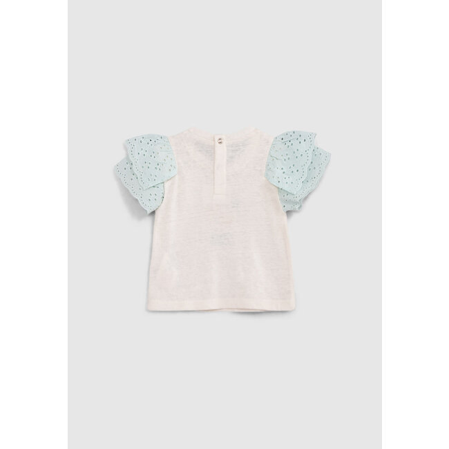 IKKS BABY GIRLS’ ECRU T-SHIRT WITH BANANAS AND PALM TREE IMAGE