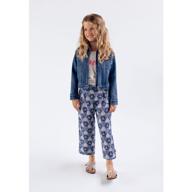 IKKS GIRLS' WHITE TROUSERS WITH GRAPHIC WAX PRINT