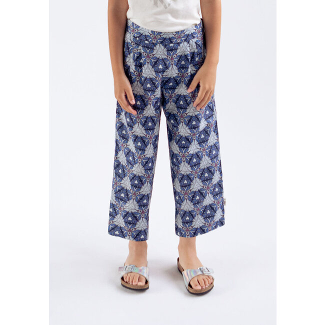 IKKS GIRLS' WHITE TROUSERS WITH GRAPHIC WAX PRINT