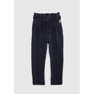 IKKS GIRLS' NAVY ORGANIC COTTON KNIT TROUSERS WITH BELT TO TIE