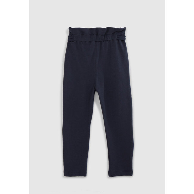 IKKS GIRLS' NAVY ORGANIC COTTON KNIT TROUSERS WITH BELT TO TIE
