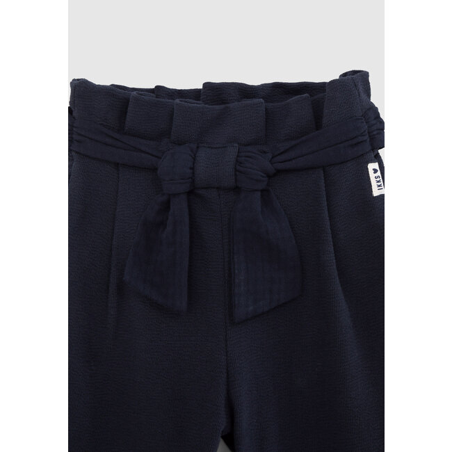 IKKS GIRLS' NAVY ORGANIC COTTON KNIT TROUSERS WITH BELT TO TIE