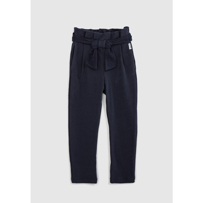 IKKS GIRLS' NAVY ORGANIC COTTON KNIT TROUSERS WITH BELT TO TIE