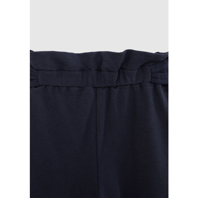 IKKS GIRLS' NAVY ORGANIC COTTON KNIT TROUSERS WITH BELT TO TIE