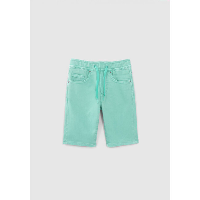 IKKS BOYS' GREEN BERMUDA SHORTS WITH ELASTICATED WAIST