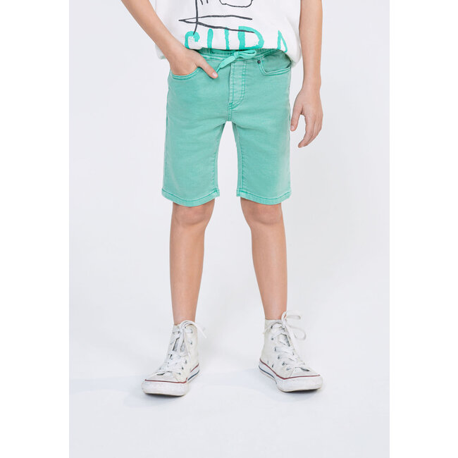 IKKS BOYS' GREEN BERMUDA SHORTS WITH ELASTICATED WAIST