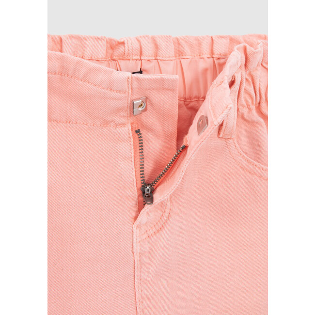 IKKS GIRLS’ PEACH DENIM SHORTS, EMBROIDERED BRAID DOWN SIDES