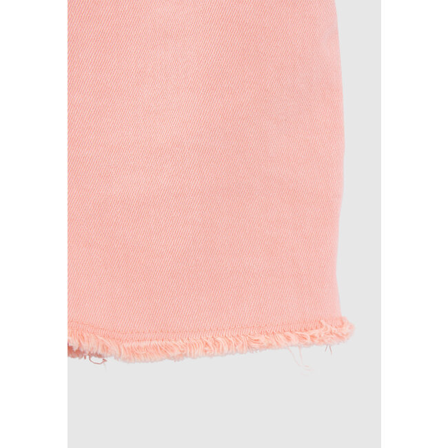 IKKS GIRLS’ PEACH DENIM SHORTS, EMBROIDERED BRAID DOWN SIDES