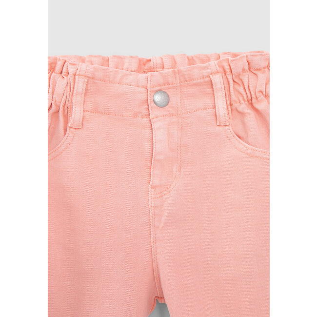 IKKS GIRLS’ PEACH DENIM SHORTS, EMBROIDERED BRAID DOWN SIDES