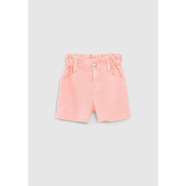 IKKS GIRLS’ PEACH DENIM SHORTS, EMBROIDERED BRAID DOWN SIDES