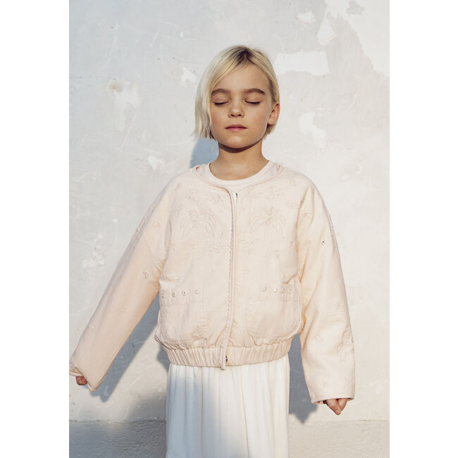 IKKS GIRLS’ POWDER PINK JACKET WITH BOHO EMBROIDERY